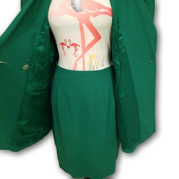 Casual Corner Vintage 70s Skirt Suit Green Size 10 - Picture 7 of 16